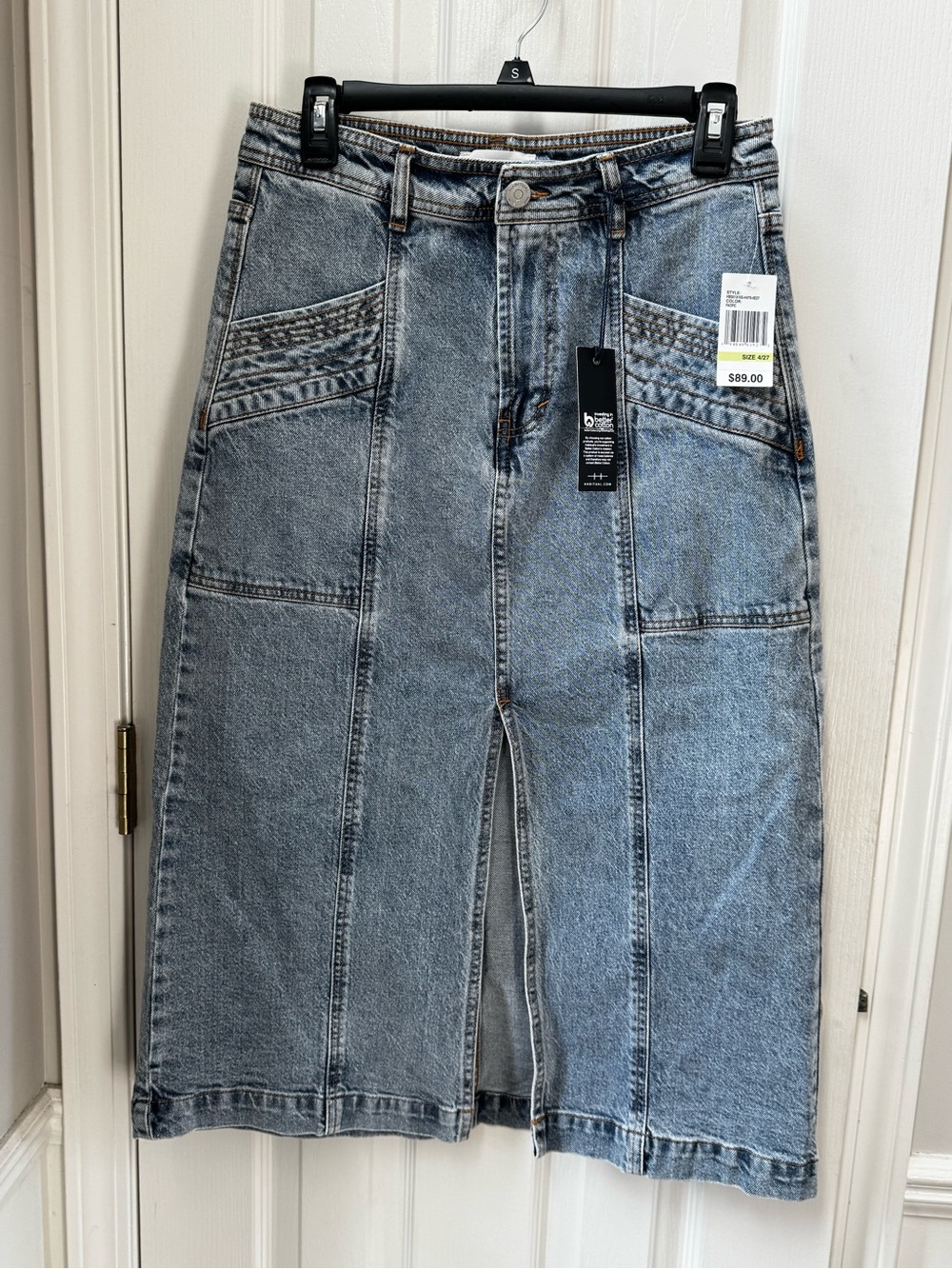 Habitual Light Blue Denim Midi Skirt with Front Slit